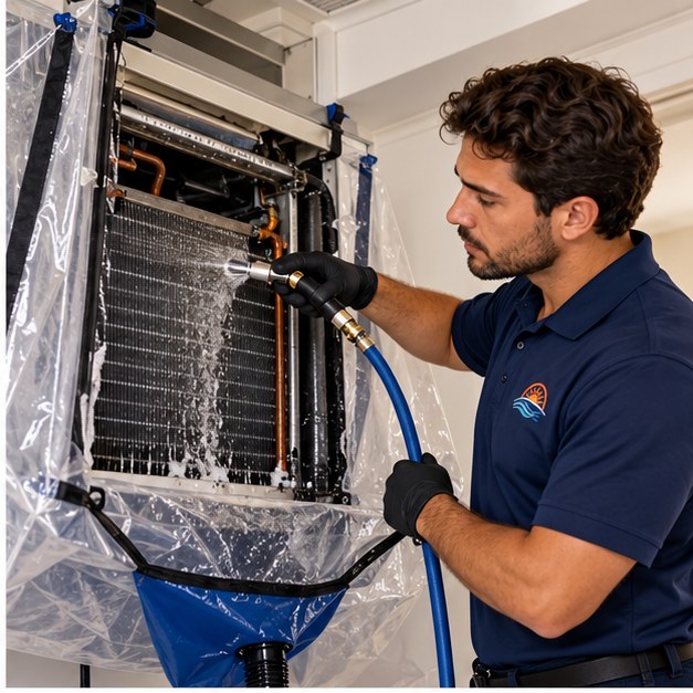 Homeowner and technician reviewing an inspection camera